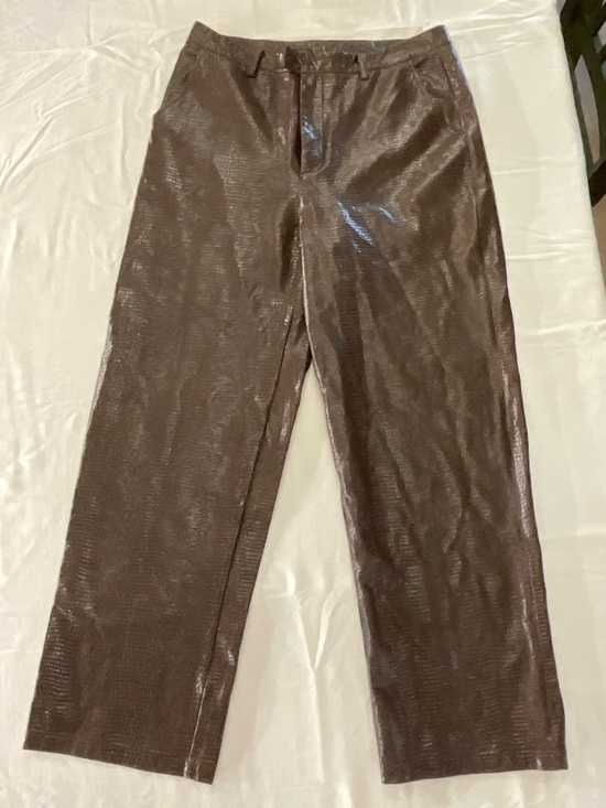 Reclaimed Vintage Pants - Reclaimed Vintage Women’s Brown Croc Faux Leather Pants W34
